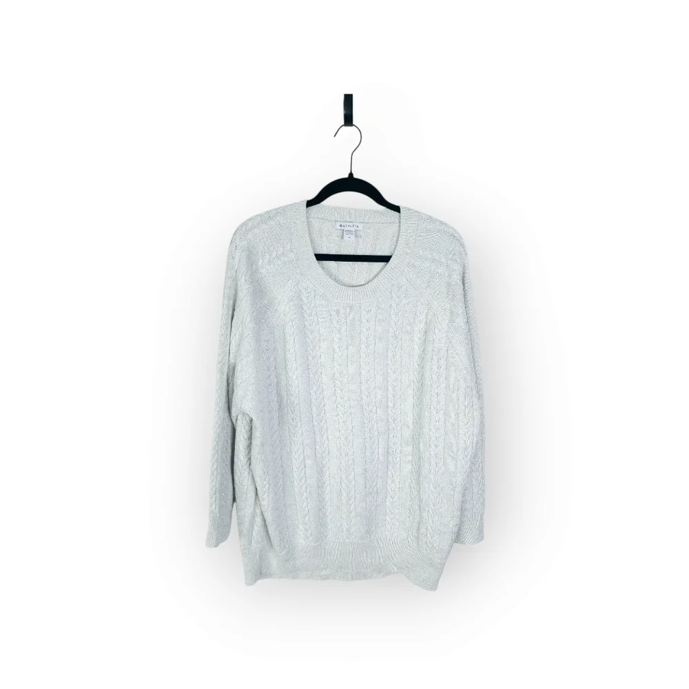 Athleta Crossroads Crew Sweater silver metallic size 1x - Picture 4 of 8